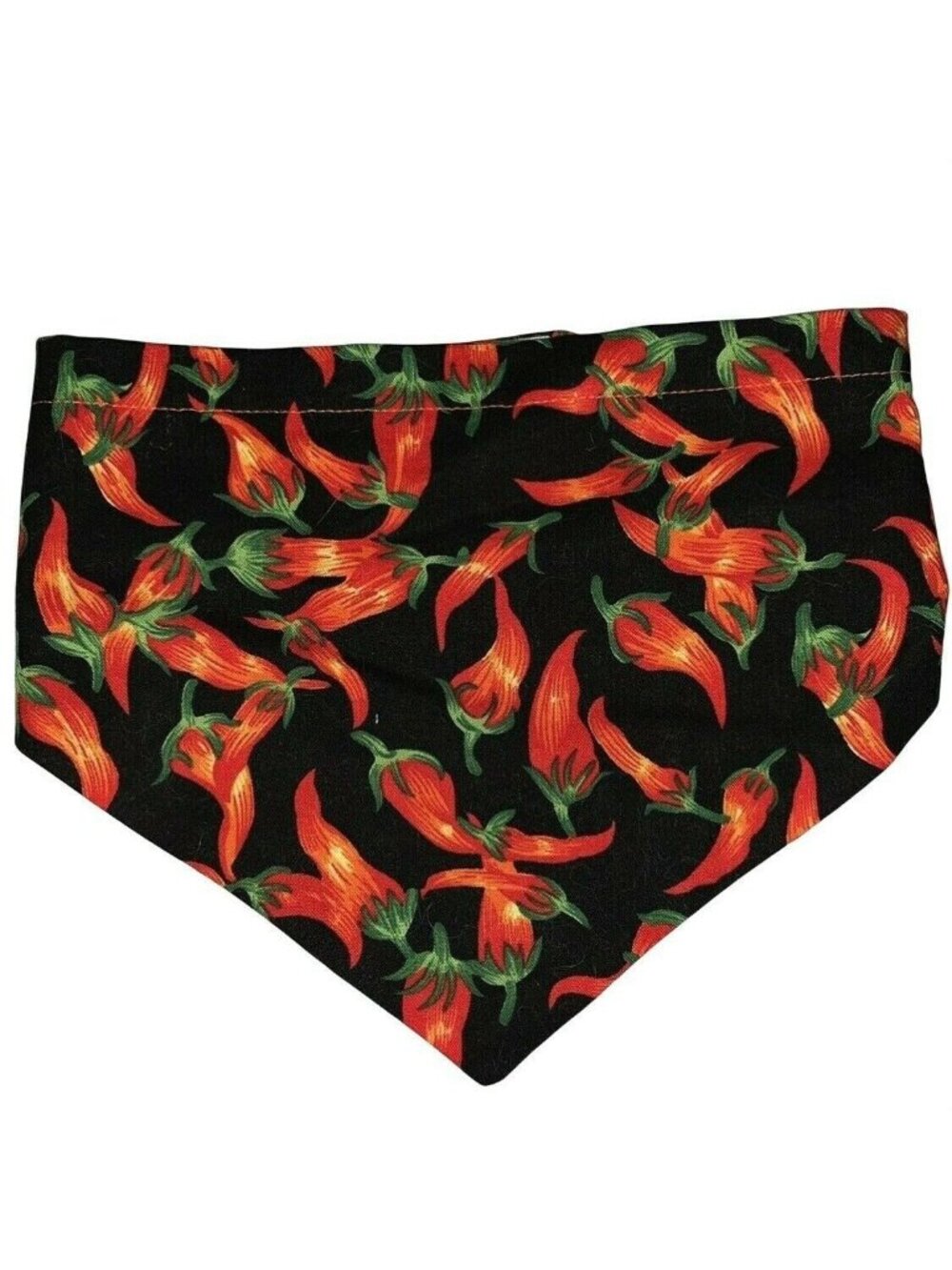 Handcrafted Dog Bandana Scarf Medium Reversible Chili Peppers Clover Hook Loop